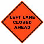 Left Lane Closed Roll-up Sign w/ Vinyl Pockets